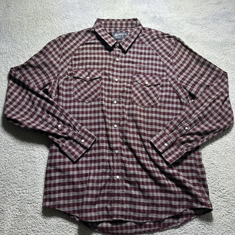 American Rags Men’s Pearl Snap Western Button Down Shirt Men’s Size XXL Flannel